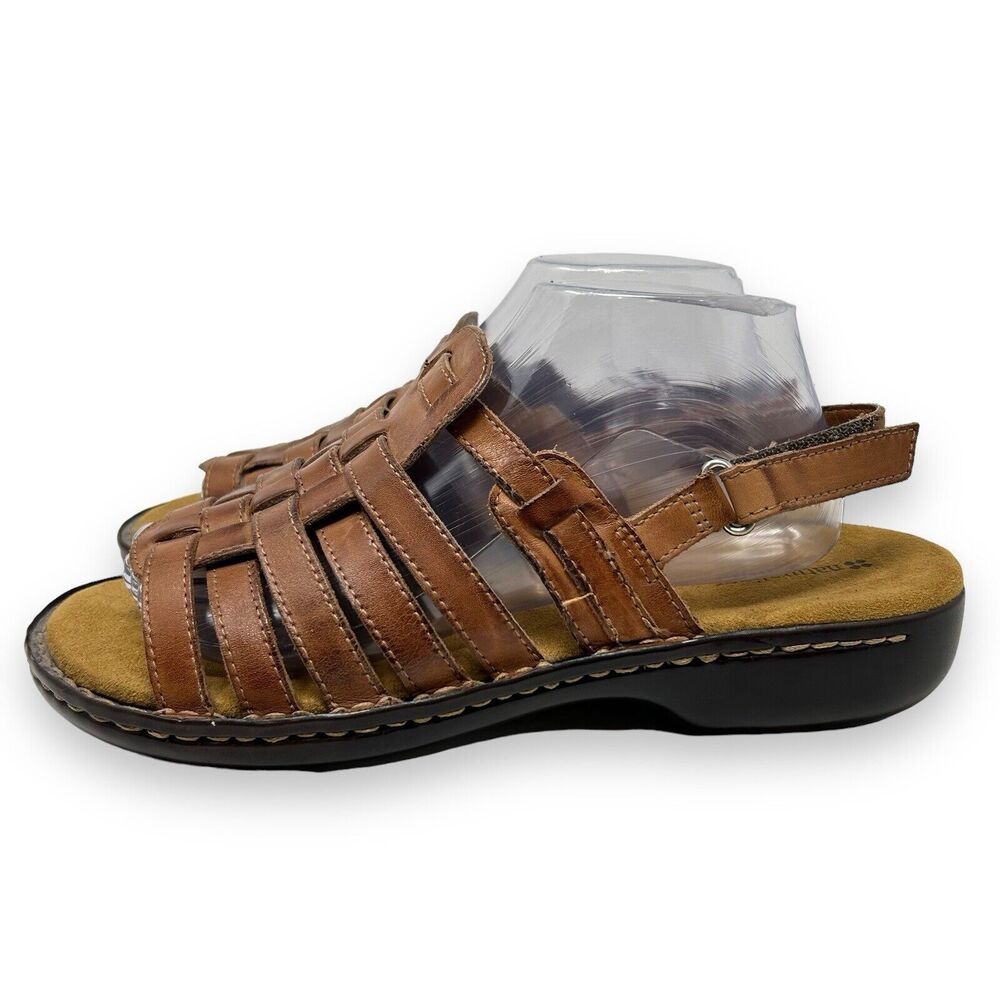 Naturalizer Pompano Women's 9.5WW Brown Leather Slingback Sandals Shoes
